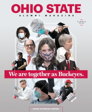 collage of people including doctors, students, ohio state president michael drake and others