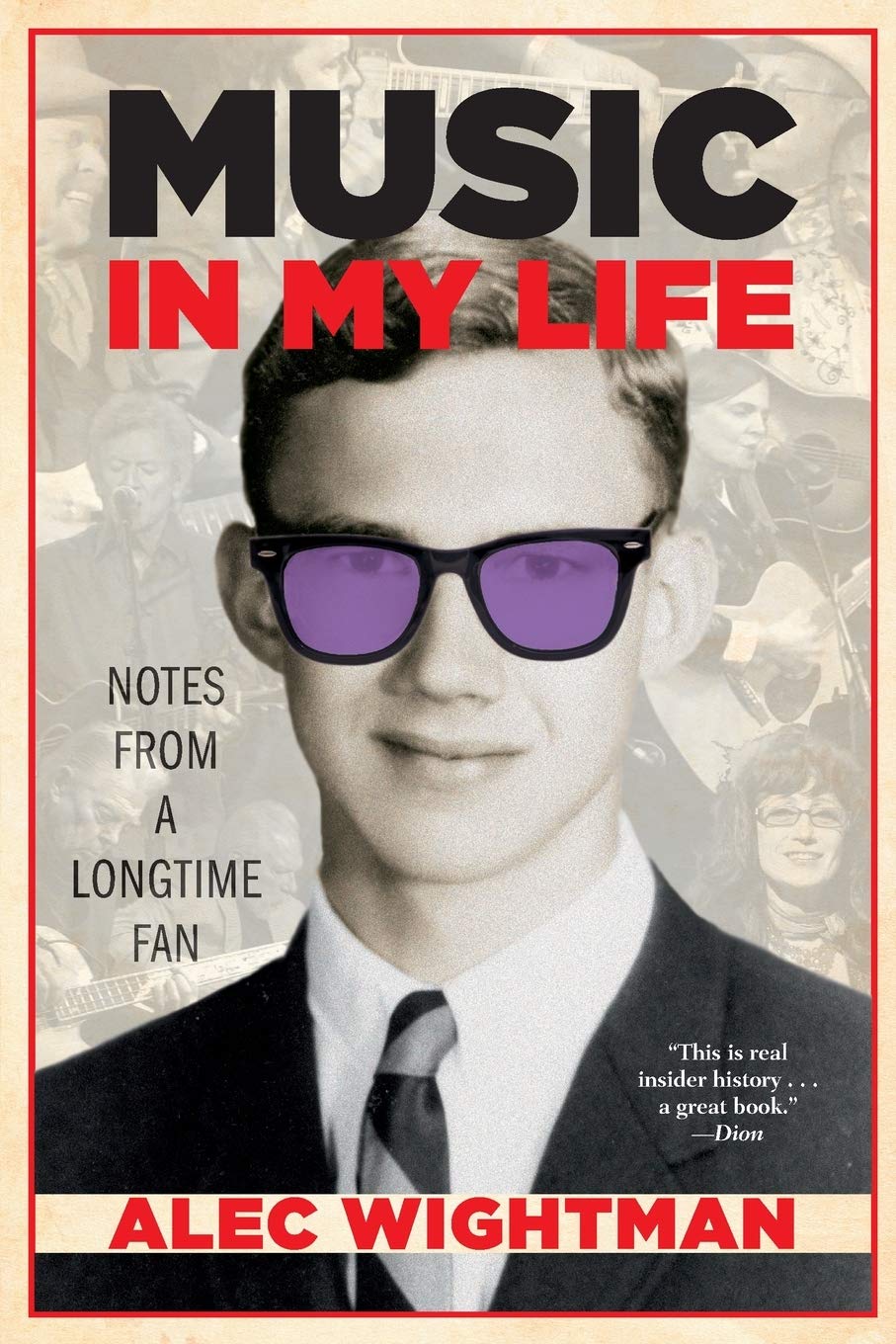 The cover of Music in My Life shows a black and white photo of a young, clean-cut man wearing sunglasses