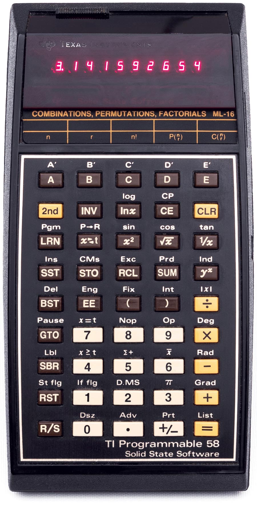 70s era hand-held scientific calculator