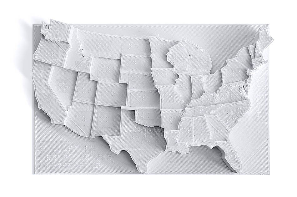 3d braile map of United States