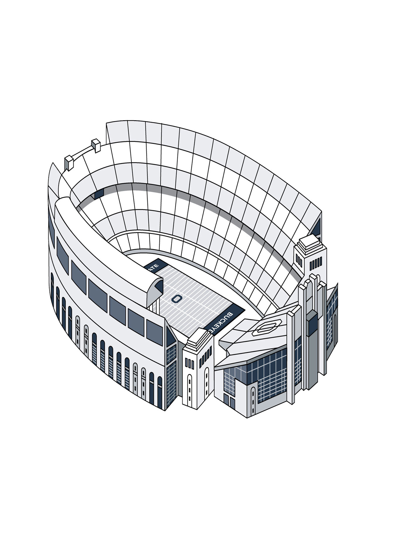 a line drawing of Ohio Stadium