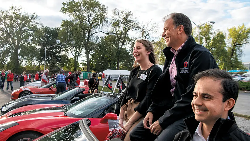 Jim Smith sitting in car preparing for the Homecoming parade