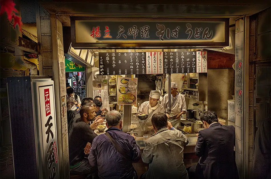 Photo of people eating in Tokyo, Japan