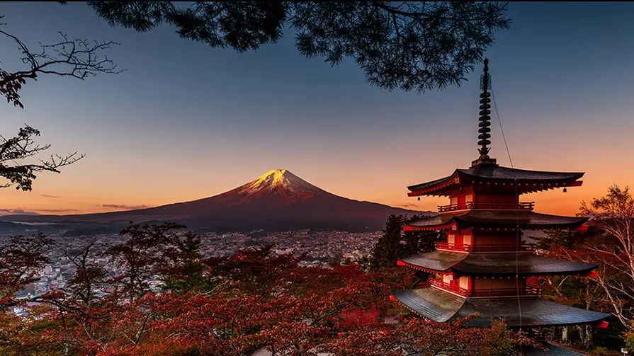 pagoda with mountain in background