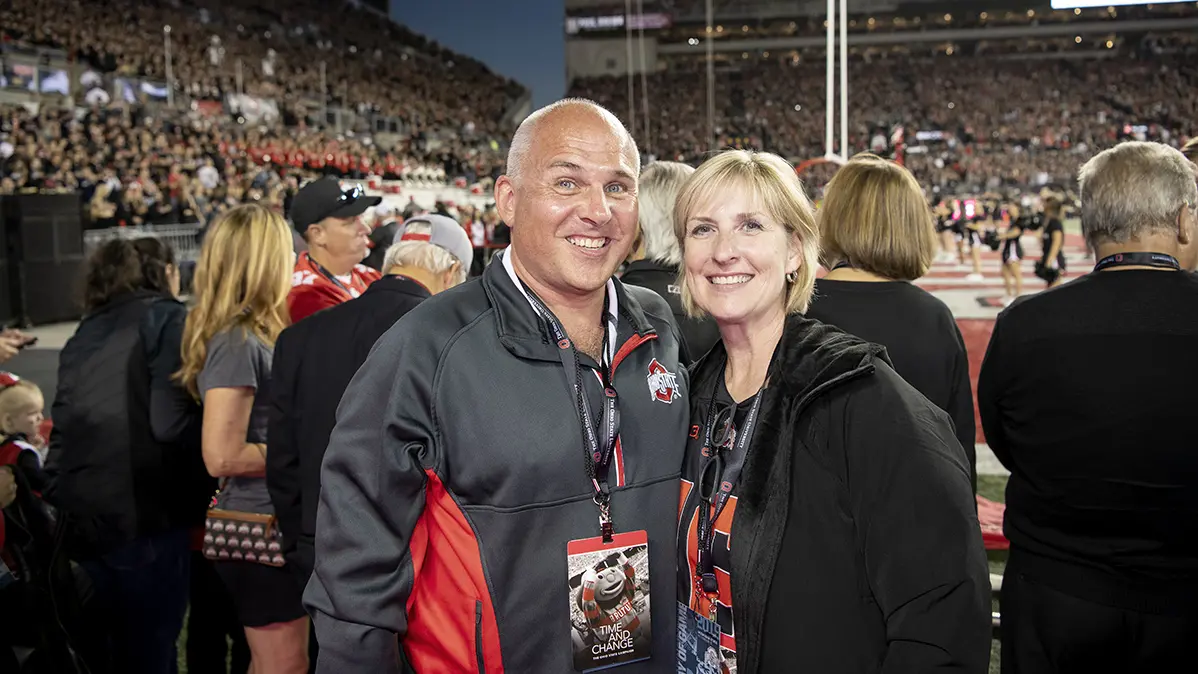 Craig and Shelly Friedman at Ohio Stadium during a game