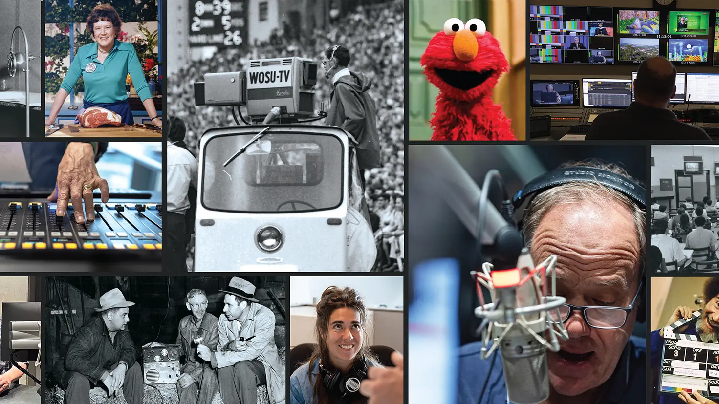 A collage of scenes from throughout WOSU's history