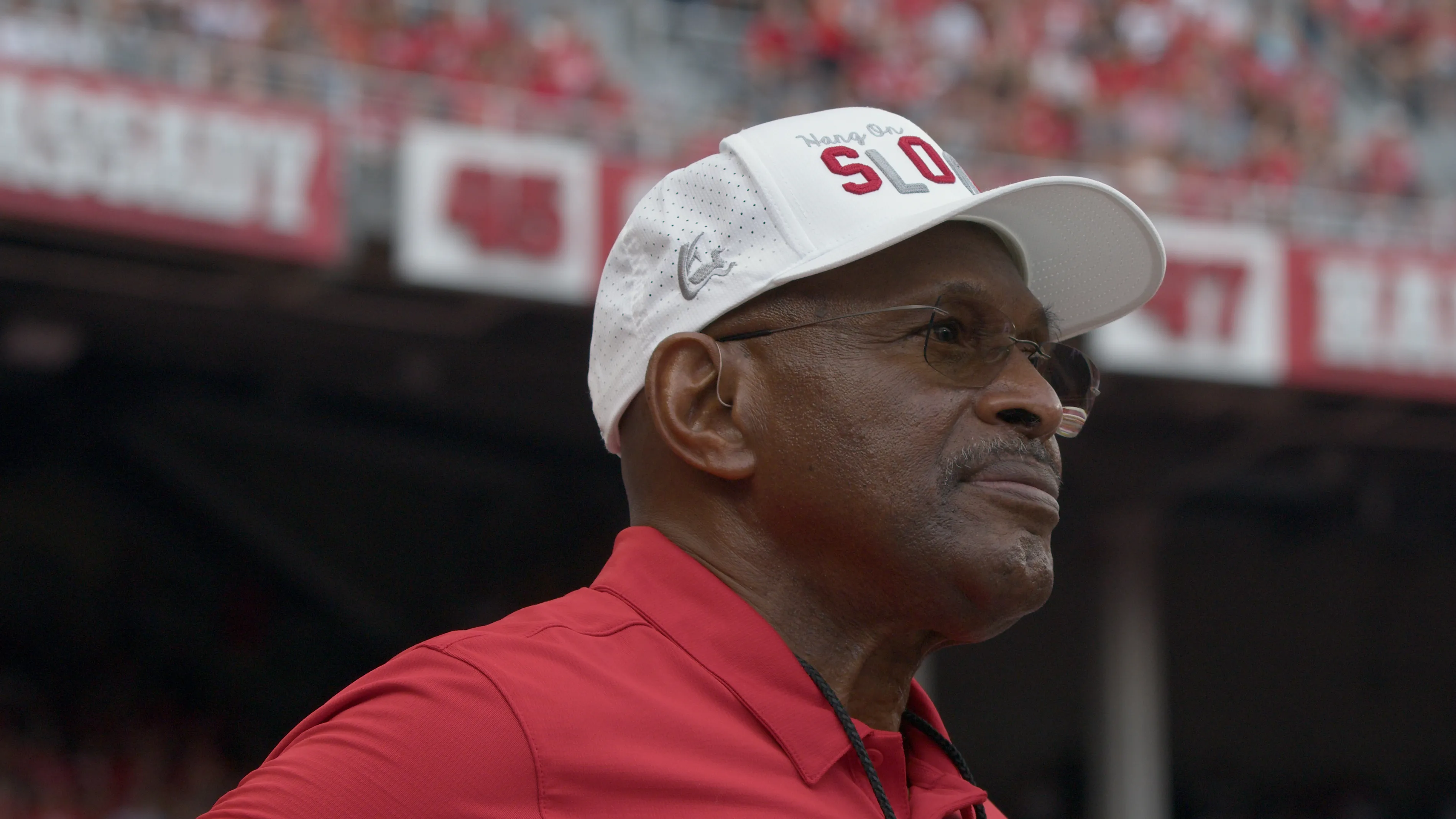 Archie Griffin looks forward while he's inside Ohio Stadium on the day he dotted the i