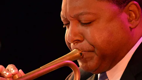 Wynton Marsalis plays his trumpet