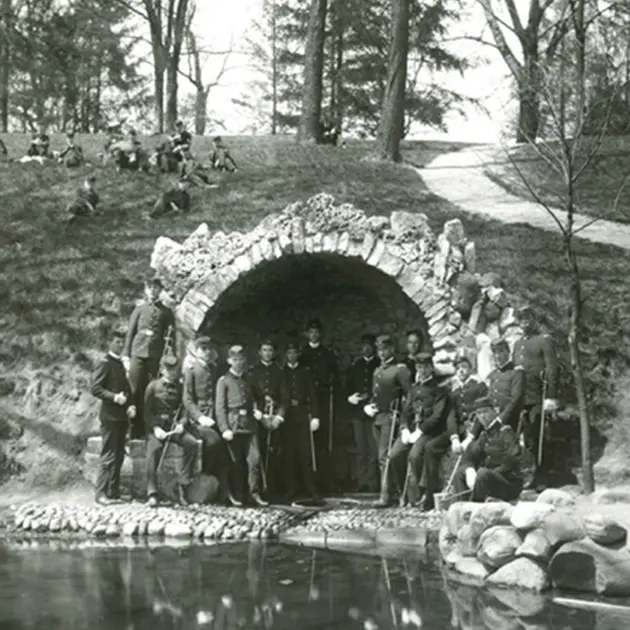 cadets standing in grotto