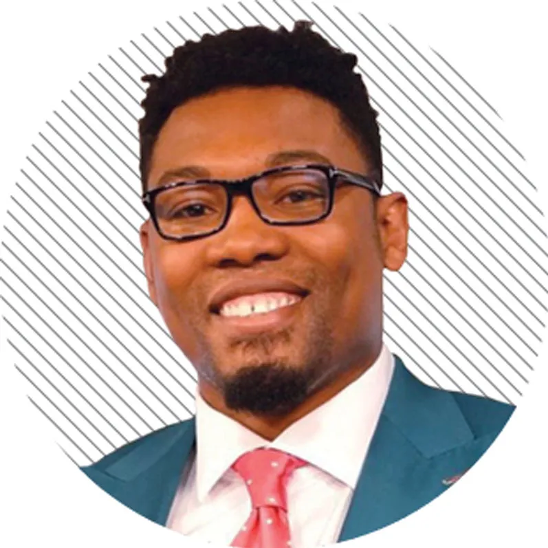 a round icon with Perry's headshot in it