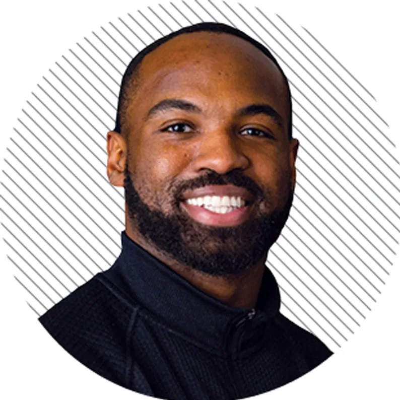 a round icon with Powell's headshot in it