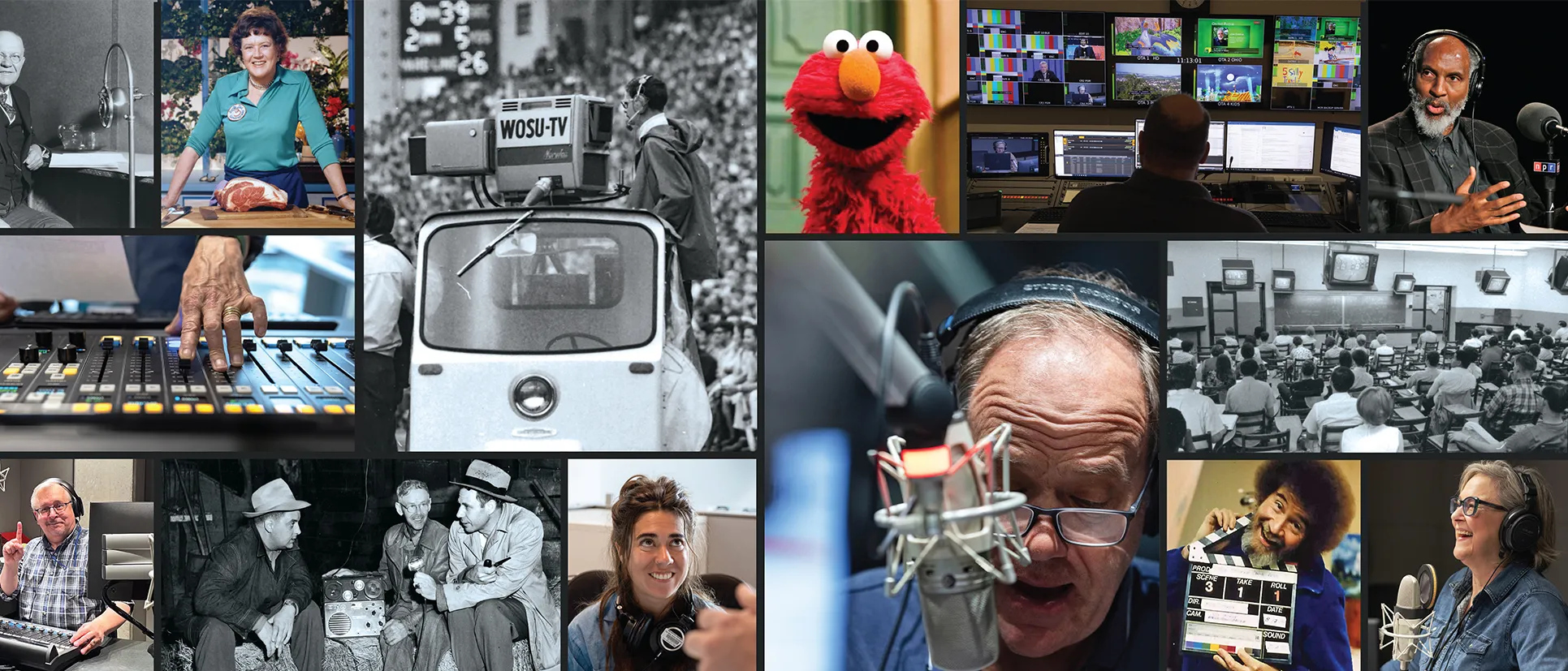 A collage of scenes from throughout WOSU's history