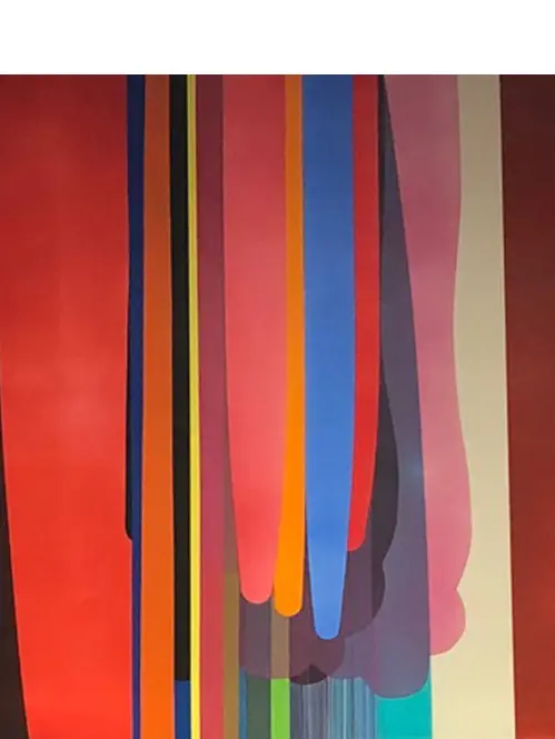 A painting of multicolored stripes