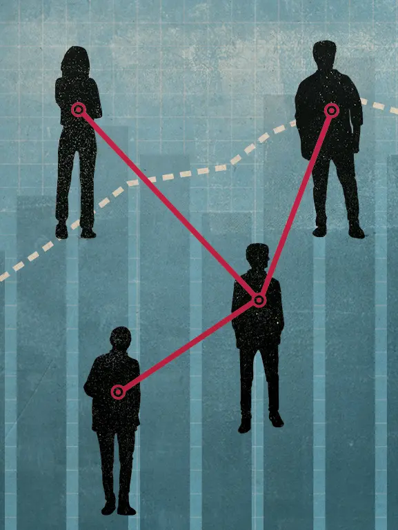 illustration of people connected by intersecting lines