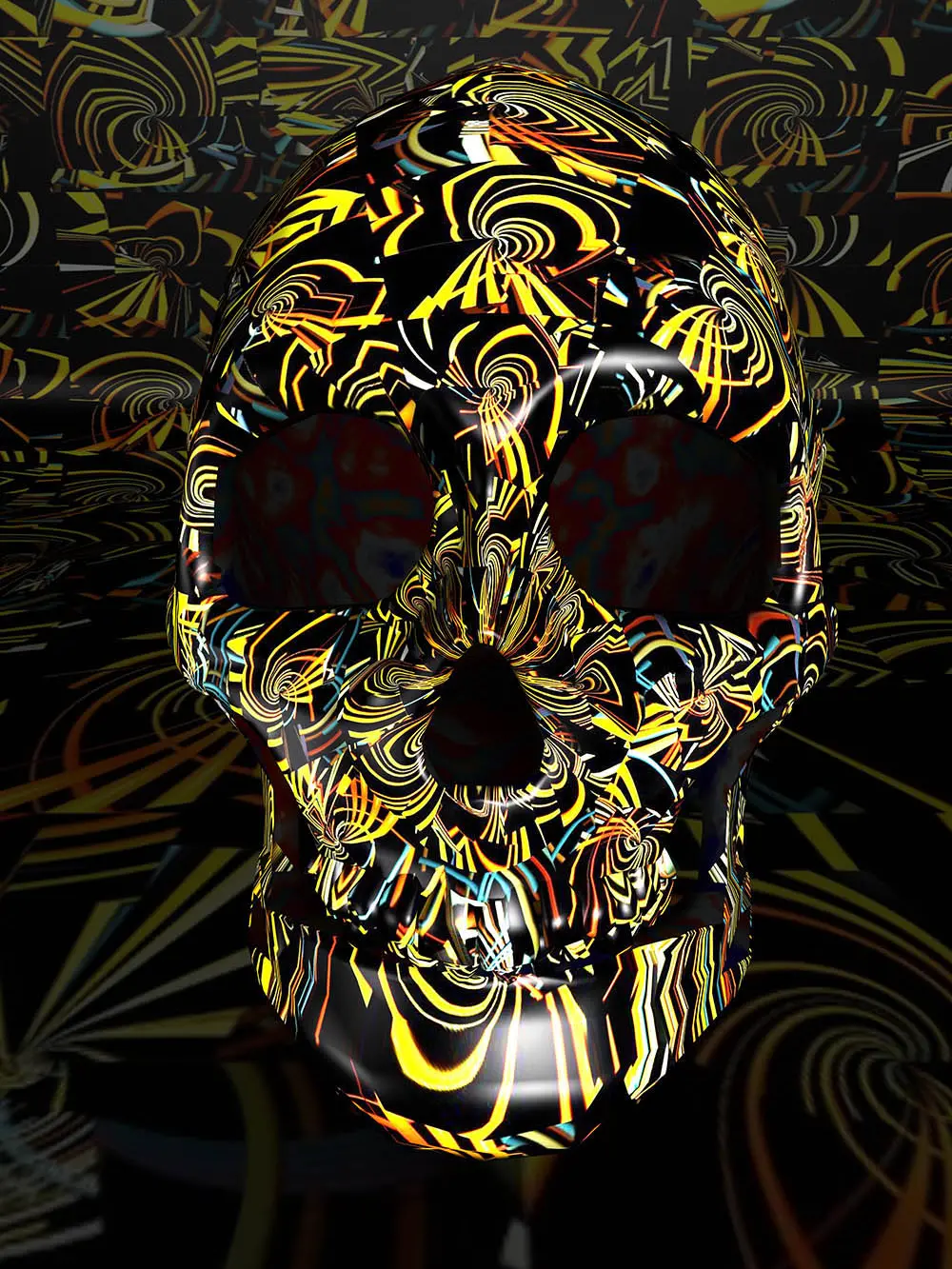 Colorful skull made up of irregular shapes