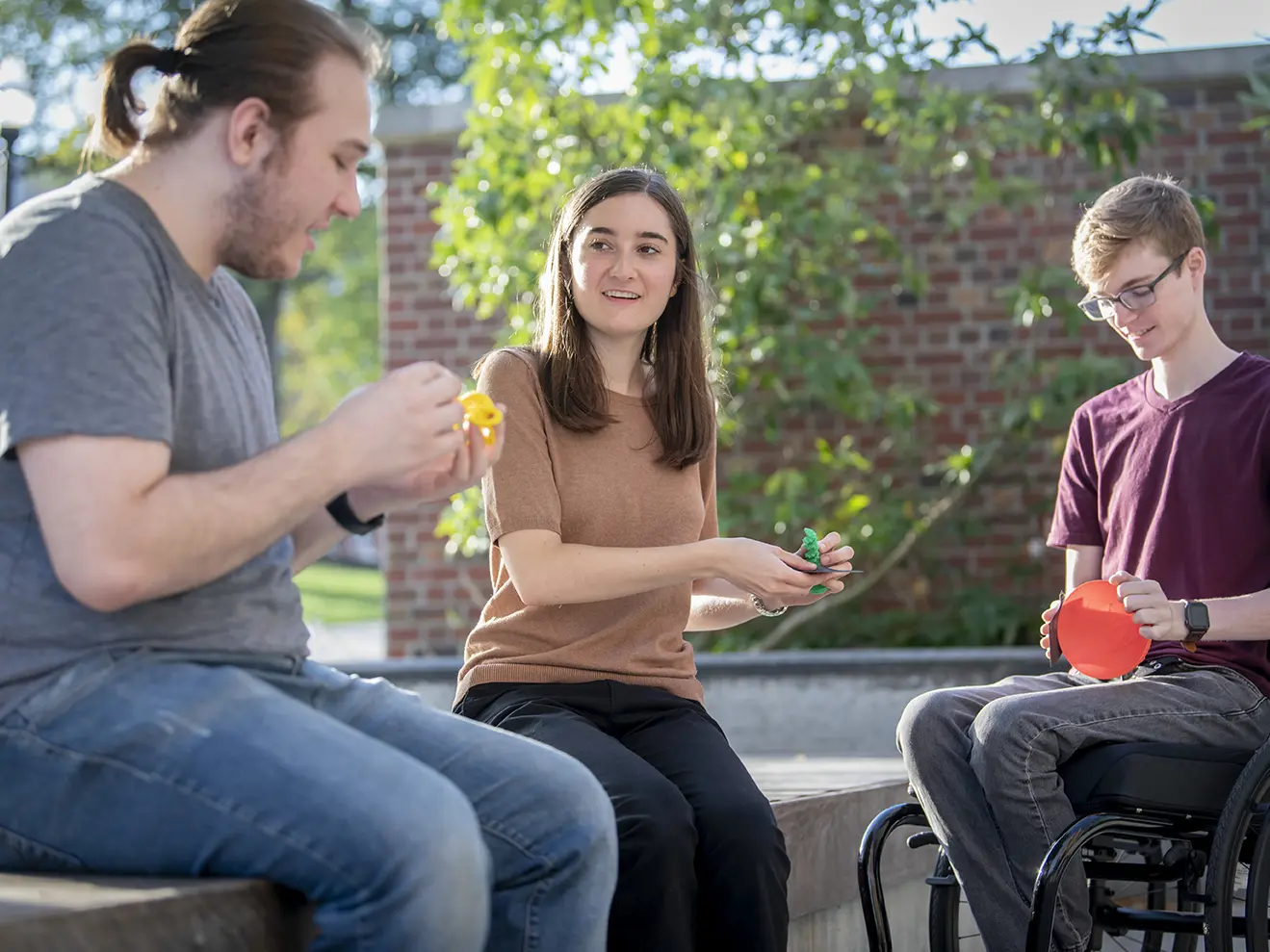 Caroline Karbowski talks with students