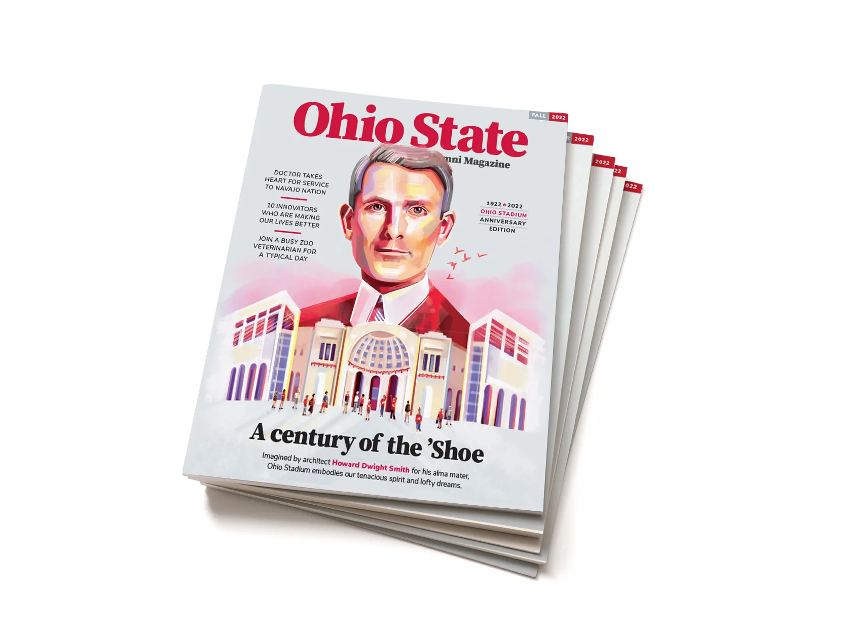 Stack of Ohio State Alumni Magazines