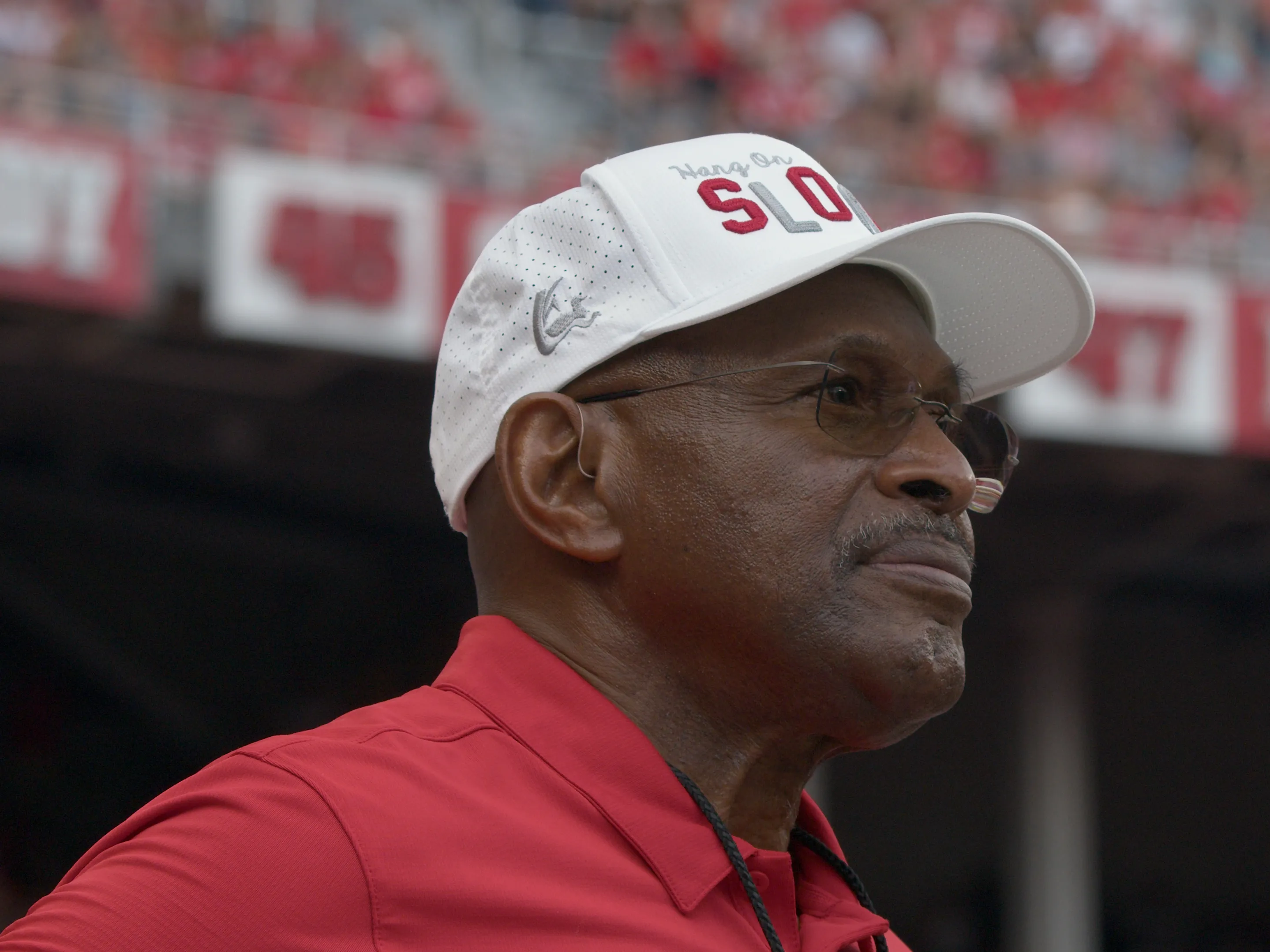 Archie Griffin looks forward while he&#039;s inside Ohio Stadium on the day he dotted the i