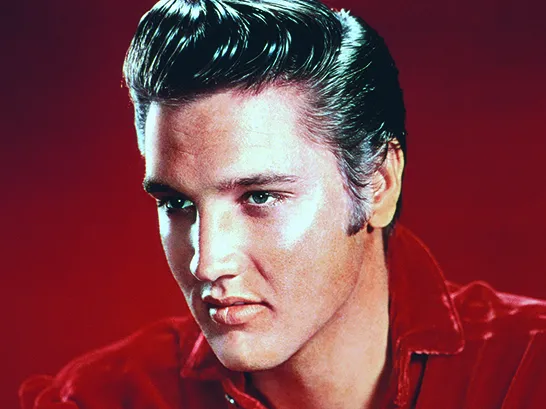 A portrait of Elvis Presley in his younger years