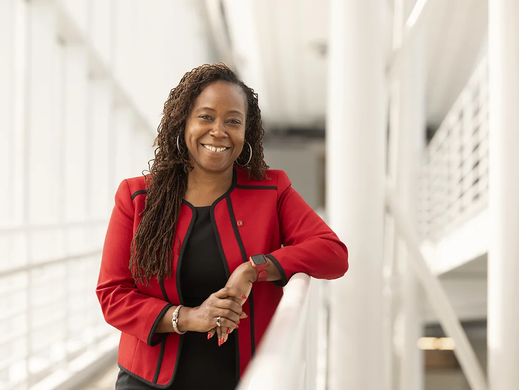 Engineering Dean Ayanna Howard smiles as she poses for a photograph