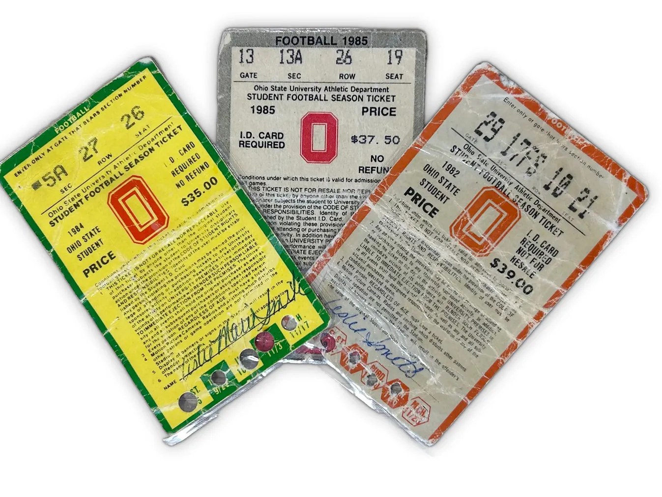 a trio of old Ohio State football tickets